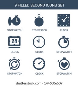 second icons. Trendy 9 second icons. Contain icons such as stopwatch, clock. second icon for web and mobile.