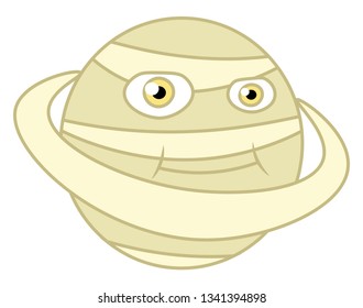 Second largest planet in solar system with its signature surrounding ring vector color drawing or illustration 