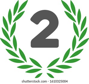 Second laurel wreath vector icon. Flat Second laurel wreath symbol is isolated on a white background.