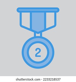 Second medal icon in blue style, use for website mobile app presentation