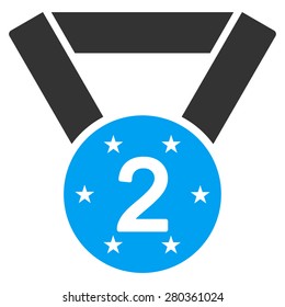 Second medal icon from Competition & Success Bicolor Icon Set. This isolated flat symbol uses modern corporation light blue and gray colors.