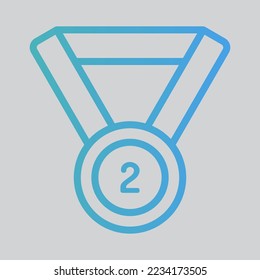Icono de segunda medalla en estilo gradiente, uso para presentación de aplicación móvil del sitio web