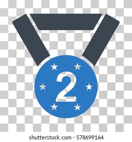 Second Medal icon. Vector illustration style is flat iconic bicolor symbol, smooth blue colors, transparent background. Designed for web and software interfaces.