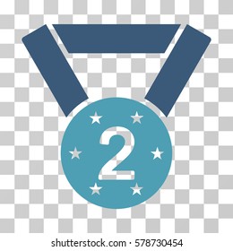 Second Medal icon. Vector illustration style is flat iconic bicolor symbol, cyan and blue colors, transparent background. Designed for web and software interfaces.