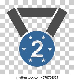 Second Medal icon. Vector illustration style is flat iconic bicolor symbol, cobalt and gray colors, transparent background. Designed for web and software interfaces.