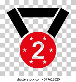 Second Medal icon. Vector illustration style is flat iconic bicolor symbol, intensive red and black colors, transparent background. Designed for web and software interfaces.