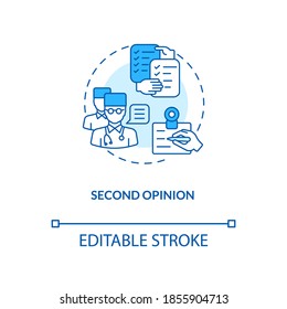 Second opinion concept icon. Telemedicine pros. Advantages of online medical service. Healthcare system idea thin line illustration. Vector isolated outline RGB color drawing. Editable stroke