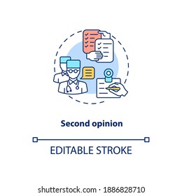Second opinion concept icon. Telemedicine pros. Advantages of online treatment. Healthcare system idea thin line illustration. Vector isolated outline RGB color drawing. Editable stroke
