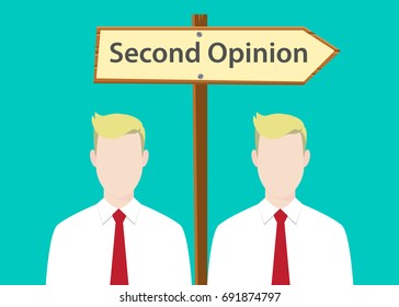 Second Opinion Sign Illustration With Two People With Signboard As Background