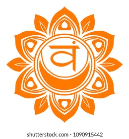 The second orange chakra, madala energy center for practicing yoga, meditation.