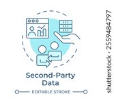 Second party data soft blue concept icon. Customers information form other companies. Audience analysis. Round shape line illustration. Abstract idea. Graphic design. Easy to use in presentation