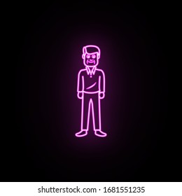 Die zweite Phase der Reife von Männern Neon Symbol. Einfache dünne Linie, Vektorillustration von Generationensymbole für i und ux, Website oder mobile Applikationen