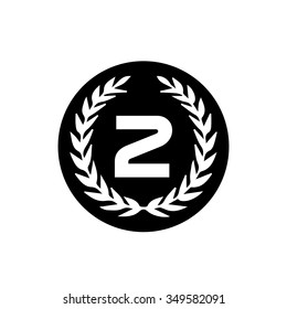 Second place award icon. Prize for winner symbol.