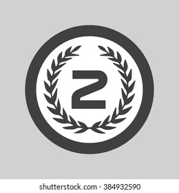 Second place award icon. Prize for winner symbol.