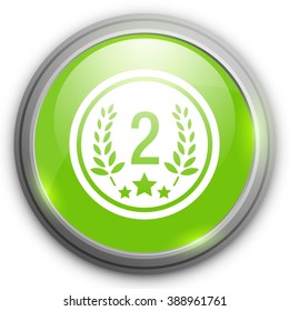 Second place award icon. Prize for winner button. 