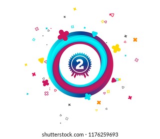 Second place award sign icon. Prize for winner symbol. Colorful button with icon. Geometric elements. Vector