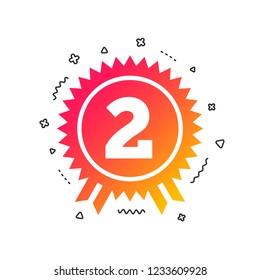 Second place award sign icon. Prize for winner symbol. Colorful geometric shapes. Gradient winner icon design.  Vector