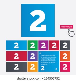 Second place award sign. Winner symbol. Step two. Metro style buttons. Modern interface website buttons with hand cursor pointer. Vector