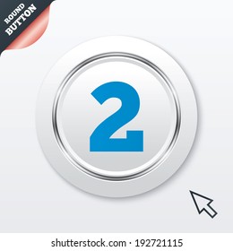 Second place award sign. Winner symbol. Step two. White button with metallic line. Modern UI website button with mouse cursor pointer. Vector