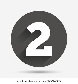 Second place award sign. Winner symbol. Step two. Circle flat button with shadow. Vector