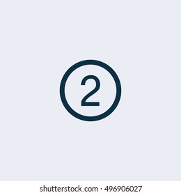 Second place award sign. Winner symbol. Step two. Circle flat button 