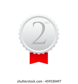 Second place award silver medal vector illustration