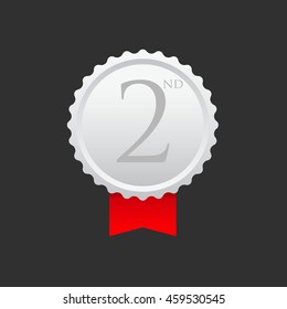 Second place award silver medal vector illustration