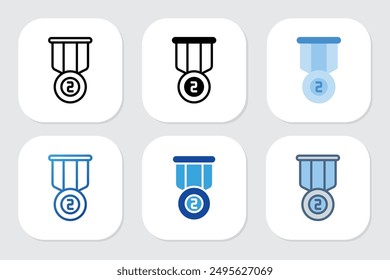 zweitplatzierte Badge-Symbole mit verschiedenen Designstilen	