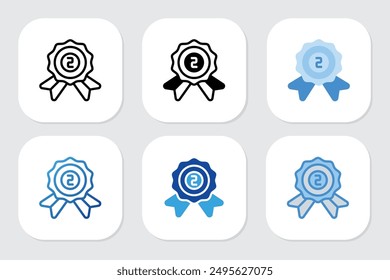 second place badge icons with various design styles	