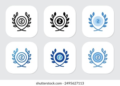 Iconos de la insignia del segundo lugar con diversos estilos del diseño	
