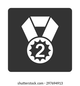 Second place icon from Award Buttons OverColor Set. Icon style is white and gray colors, flat rounded square button, white background.