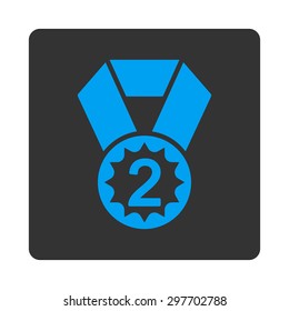 Second place icon from Award Buttons OverColor Set. Icon style is blue and gray colors, flat rounded square button, white background.