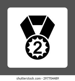 Second place icon from Award Buttons OverColor Set. Icon style is black and white colors, flat rounded square button, gray background.