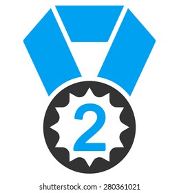 Second place icon from Competition & Success Bicolor Icon Set. This isolated flat symbol uses modern corporation light blue and gray colors.