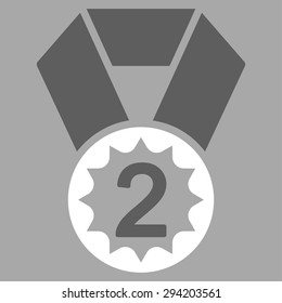 Second place icon from Competition & Success Bicolor Icon Set. Vector style: flat bicolor symbols, dark gray and white colors, rounded angles, silver background.