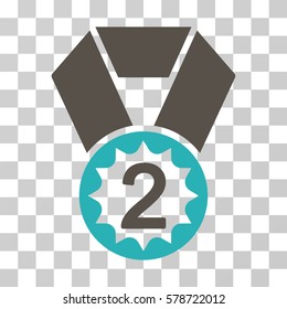 Second Place icon. Vector illustration style is flat iconic bicolor symbol, grey and cyan colors, transparent background. Designed for web and software interfaces.