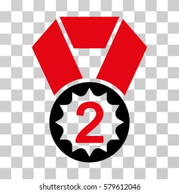 Second Place icon. Vector illustration style is flat iconic bicolor symbol, intensive red and black colors, transparent background. Designed for web and software interfaces.