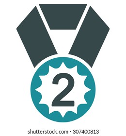 Second place icon. Vector style is flat bicolor symbols, soft blue colors, rounded angles, white background.