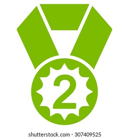 Second place icon. Vector style is flat symbols, eco green color, rounded angles, white background.