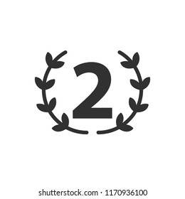 second place, laurel wreath. monochrome icon