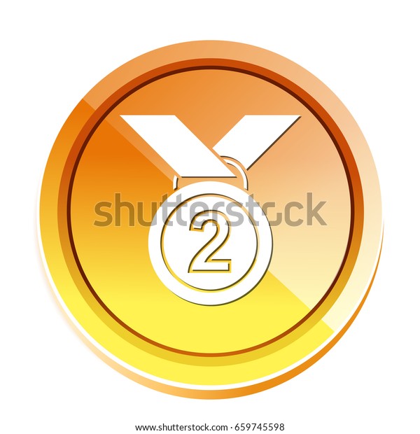 Second Place Medal Icon Stock Vector Royalty Free