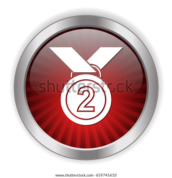 Second Place Medal Icon Stock Vector Royalty Free