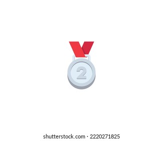 Second place medal vector isolated icon. Silver medal emoji illustration. Second place medal vector isolated emoticon