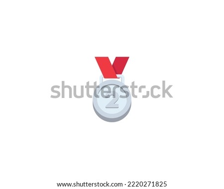Second place medal vector isolated icon. Silver medal emoji illustration. Second place medal vector isolated emoticon
