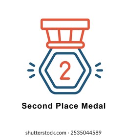 Second Place Medal vector Outline Two Color Design icon. Awards Symbol on White background EPS 10 File