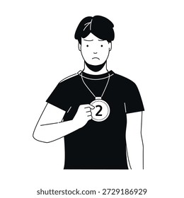 Second Place Medalist - Black and White Flat Design Illustration
