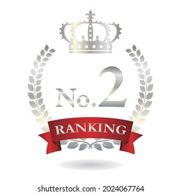 Second place ranking with silver crown and laurel