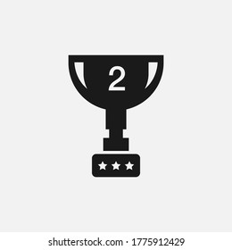 Second place trophy cup icon illustration. Silver award prize sign.