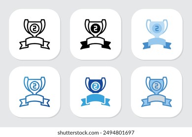 second place trophy icons with various design styles