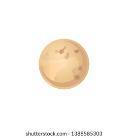 Second planet of solar system Venus in flat style - vector illustration of brown sphere celestial body isolated on white background for outer space exploration concept and infographic.